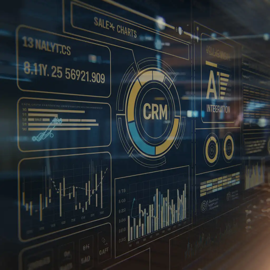لوحة تحكم CRM تعرض تحليلات المبيعات بالذكاء الاصطناعي